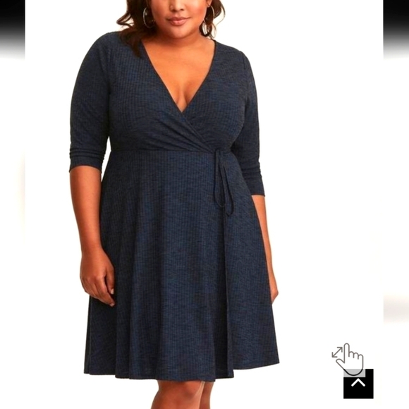 Torrid Mini Rib Knit Wrap Midi Length Dress - Picture 3 of 13